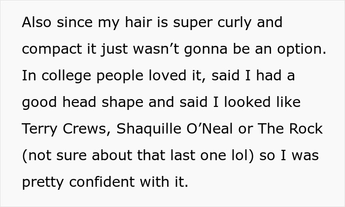 Text about hair texture and confidence, related to a guy asking coworker why she wears makeup every day.