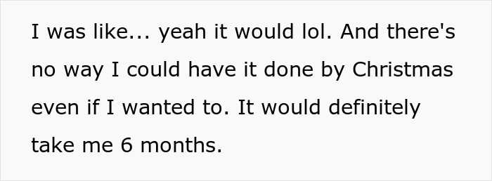 Text excerpt about an entitled employee unable to get a free huge blanket, discussing knitting hobby challenges.