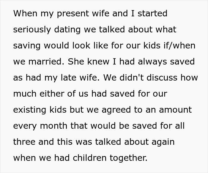 Text discussing a wife upset when husband doesn&rsquo;t reveal how much stepson inherited from late mother.