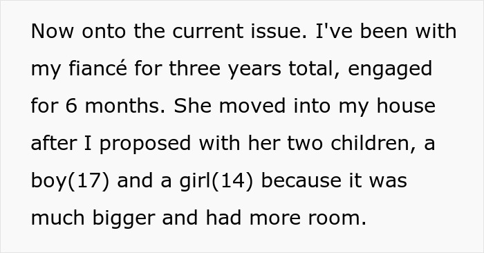 Text excerpt discussing a guy refusing to be a step-father to his fianc&eacute;e&rsquo;s children due to gift expectations.