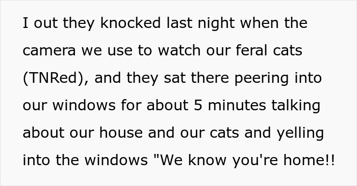 Neighbor blames woman for wanting privacy as her kids peek through windows, invading personal space and causing tension.