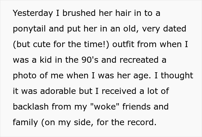 Text excerpt about mom brushing biracial daughter's curls and facing backlash from woke community.