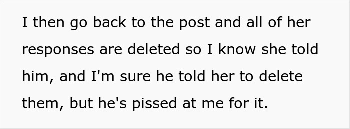 Text describing someone&rsquo;s frustration in a boyfriend-dating-relationships context about deleted online responses.
