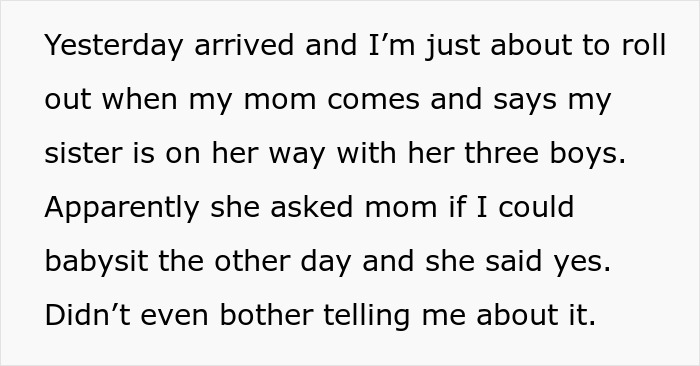 Text excerpt showing a paralyzed woman refusing to babysit and her mom saying she should be thankful despite no real social life.