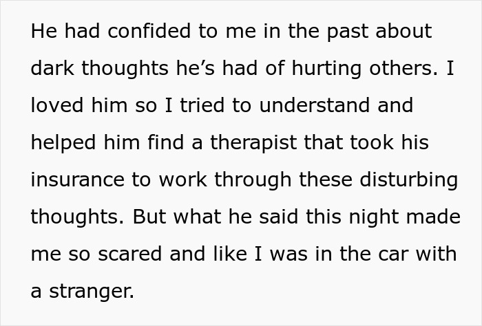 Text excerpt about a woman scared after a strange confession by her ex amid mysterious illness and poisoning fears.