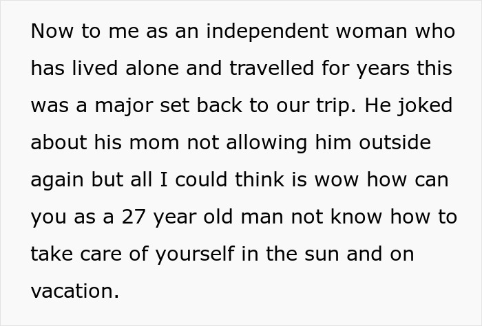 Text excerpt discussing a man&rsquo;s true colors showing on vacation as girlfriend realizes he&rsquo;s not the one anymore.