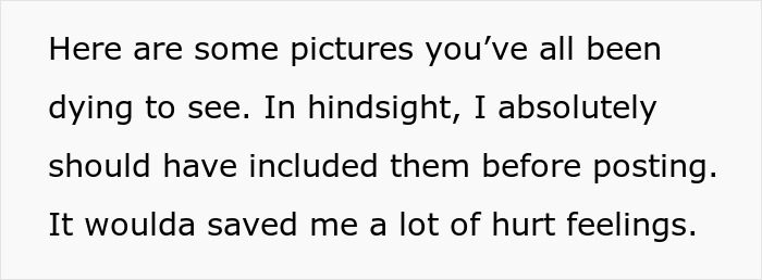 Text on a white background reads a mom sharing pictures wished she had posted earlier to avoid hurt feelings.