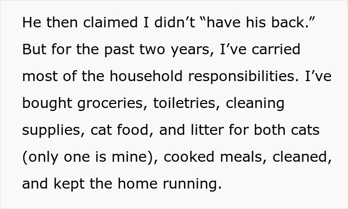 Text showing a sister venting about carrying household responsibilities, highlighting useless brother behavior.