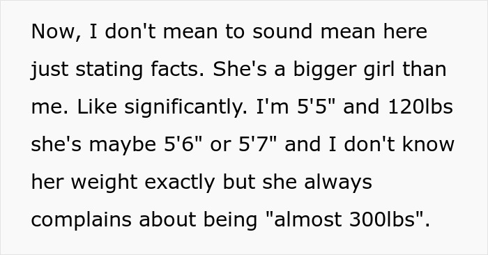 Text excerpt discussing a woman&rsquo;s heavier roommate and the dispute over paying more for a new couch.