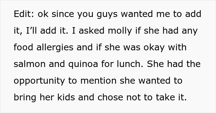 Text message discussing a mom of 4 bringing kids to group activities, causing neighbor to stop inviting her.