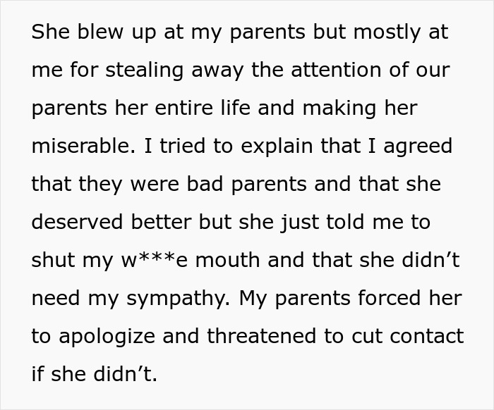 Text excerpt about a woman’s life impacted by her petty sister choosing conflict over therapy, detailing family tensions. Text excerpt about a woman’s life impacted by her petty sister choosing conflict over therapy, detailing family tensions.