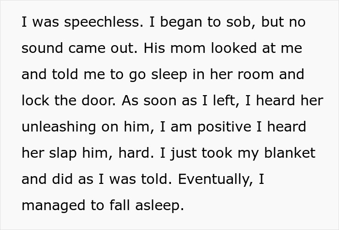 Text excerpt showing emotional reaction after boyfriend destroyed girlfriend&rsquo;s grandmas jewelry box, describing a tense moment.
