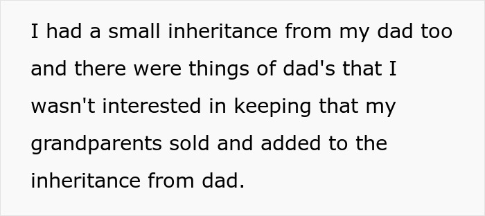 Text about small inheritance from dad and grandparents selling items, related to bio mom abandoning 4YO son and financial support. Text about small inheritance from dad and grandparents selling items, related to bio mom abandoning 4YO son and financial support.