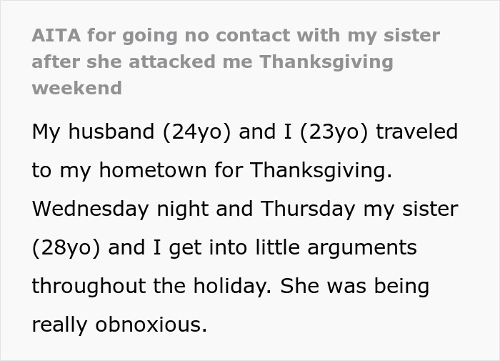 Pregnant woman goes no-contact with sister after Thanksgiving disaster and ongoing family conflict.