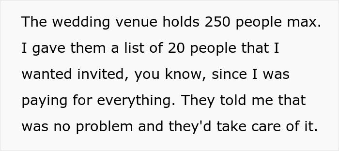 Text on screen showing a man discussing wedding venue details, reflecting a step-dad's heartbreaking speech realization.