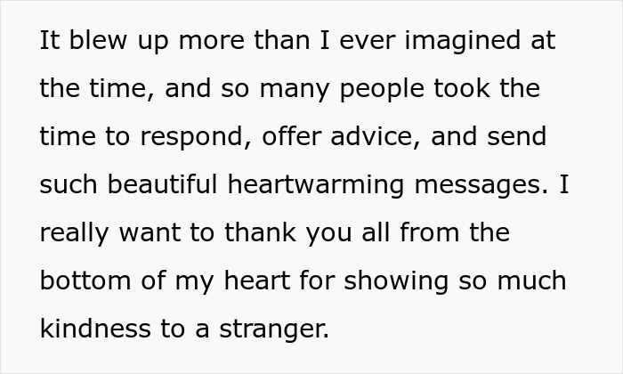 Text excerpt showing gratitude for kindness received, related to a guy using boys trip as disguise for affair story.