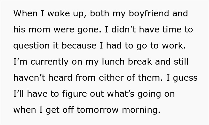 Text excerpt describing a situation involving a boyfriend and a girlfriend's grandma's jewelry box issue.
