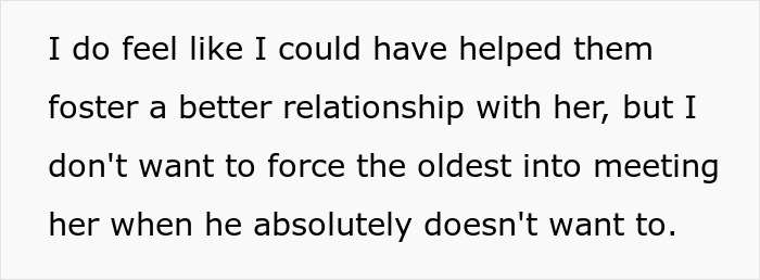 Text excerpt about family struggles with kids not wanting to see their ex-con mom, sharing update years later. Text excerpt about family struggles with kids not wanting to see their ex-con mom, sharing update years later.