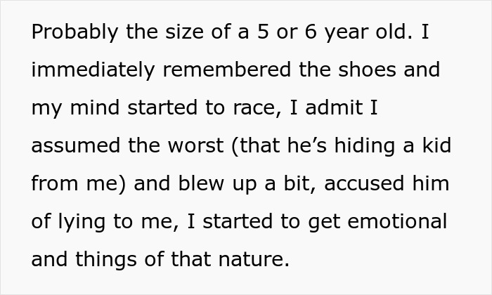 Alt text: Woman suspects fianc&eacute; hiding a secret kid after repeatedly finding kids' clothing at his place, feeling emotional and betrayed.