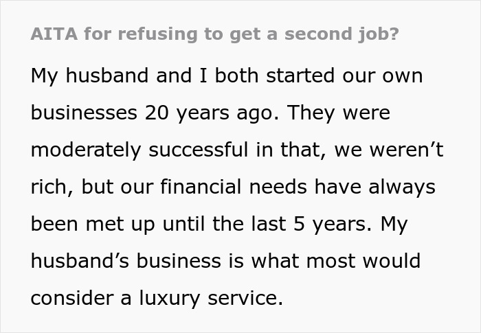 Text excerpt about a man refusing to get a job or have a boss after his long-term business failure.