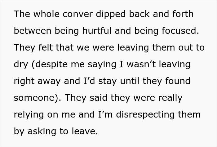 Text excerpt discussing parents guilt-tripping daughter-in-law who refuses to be their cheap babysitter.