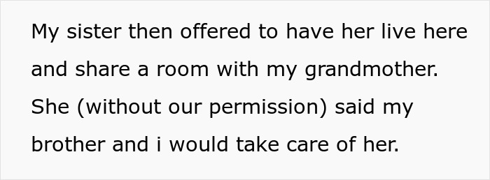 Sister refuses to take care of grandmother, called selfish as brother-in-law tries to dump grandma on wife's siblings.