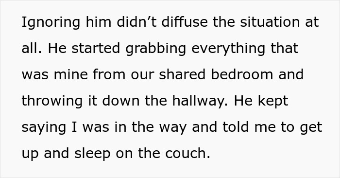 Text describing a tense situation where boyfriend aggressively throws girlfriend&rsquo;s belongings, including grandmother&rsquo;s jewelry box.
