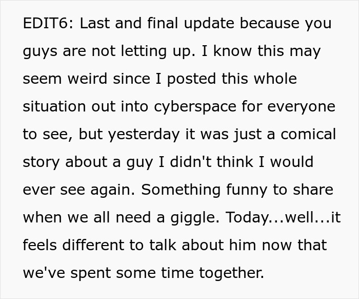 Text update from a lady sharing a comical story about wrongly trying to save an elite military diver and scoring a date.