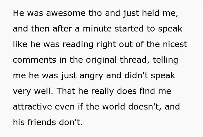 Text excerpt describing a wife reflecting on her husband admitting she&rsquo;s ugly and the emotional impact it had on her.