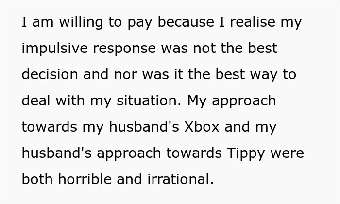 Text about a manchild playing games on Xbox while son cries over lost dog and wife calls it console trash day.