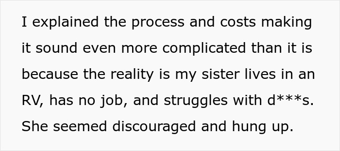 Text snippet describing a sister's struggles, related to guy reporting sister to CPS over illegal adoption plan. Text snippet describing a sister's struggles, related to guy reporting sister to CPS over illegal adoption plan.
