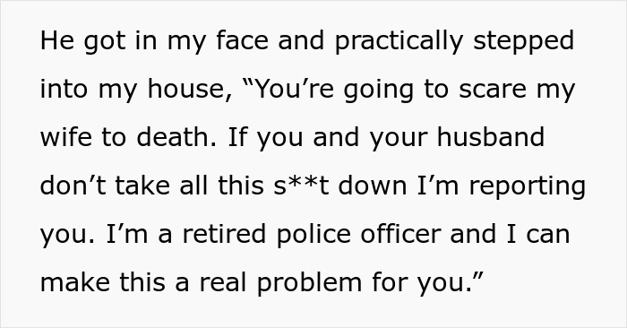 Neighbor threatens couple who went all out with their Halloween decor, demanding they take it down or face consequences.