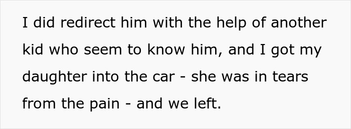 Text excerpt showing a mom describing redirecting an autistic student while tending to her injured child, standing her ground.