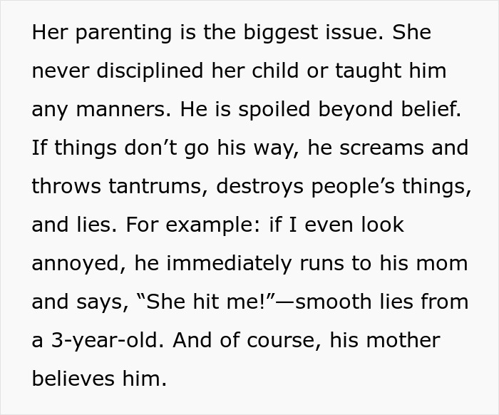 Text describing parenting issues and spoiled children causing tantrums from lack of discipline and poor manners.