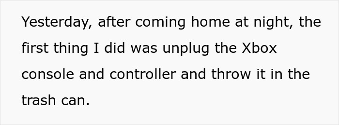 Manchild playing video games while son cries over lost dog, wife angrily declares console trash day at home.