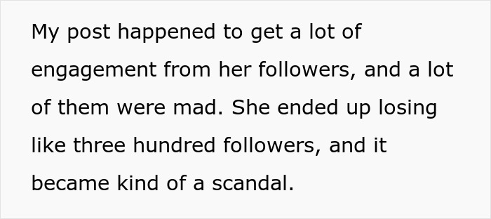 Text excerpt discussing engagement and backlash after a woman posts about vegan sister wearing leather shoes.