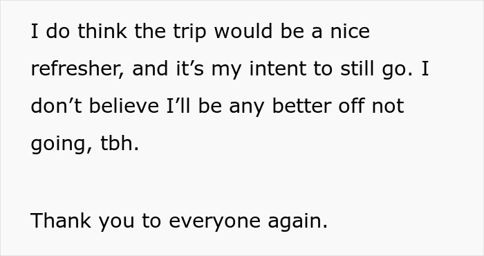 Text expressing intent to go on a trip despite girlfriend not wanting boyfriend to go with female friend.