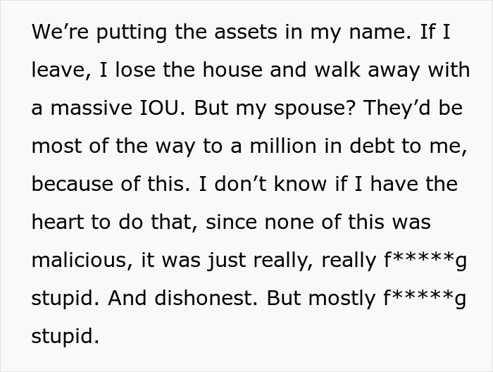 Excerpt from a personal story about an educated person facing immense debt and zero savings after a scam investment. Excerpt from a personal story about an educated person facing immense debt and zero savings after a scam investment.