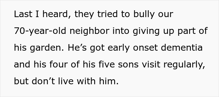 Text excerpt about neighbors bullying a 70-year-old man, highlighting need to turn on Karen mode with troublesome neighbors.