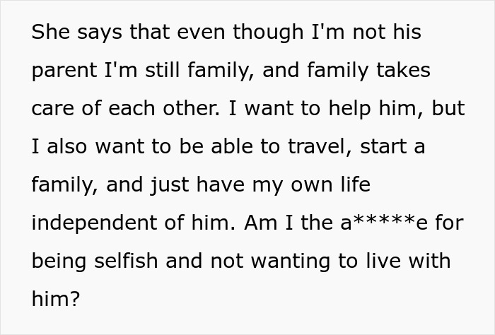 Text about struggling with the refusal of living with disabled sibling and balancing personal independence and family care. Text about struggling with the refusal of living with disabled sibling and balancing personal independence and family care.