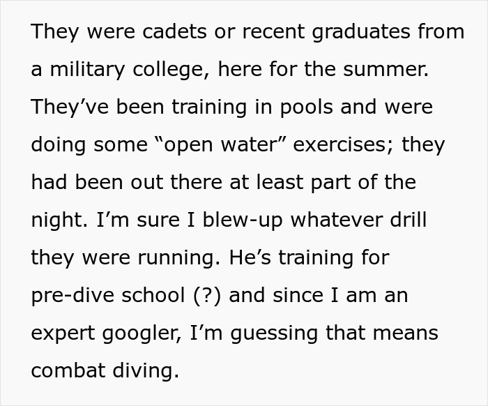 Woman awkwardly tries to save elite military diver during training, leading to an unexpected date despite her embarrassment.
