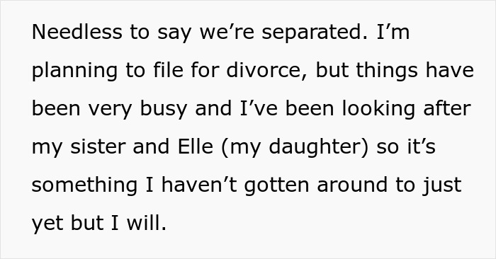 Text excerpt from a family emergency message explaining separation while a guy uses boys trip as a disguise for affair.