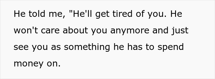 Text excerpt showing a woman receiving a wake-up call about her boyfriend&rsquo;s grown son and relationship challenges.