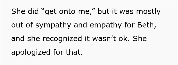 Text on a white background with a quote about sympathy, empathy, and an apology related to a family situation involving a sister and brother lie.