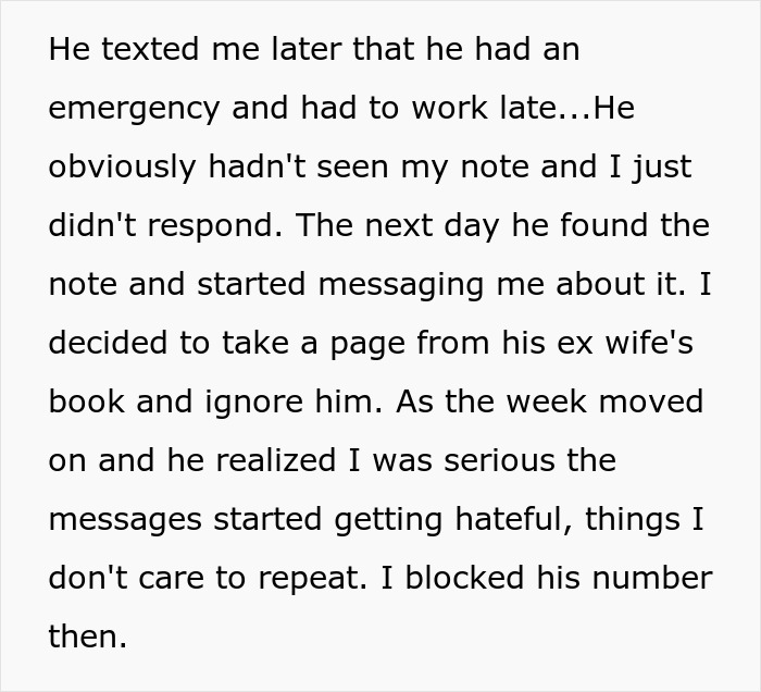 Text message conversation about ignoring and blocking boyfriend&rsquo;s grown son after receiving hateful messages.