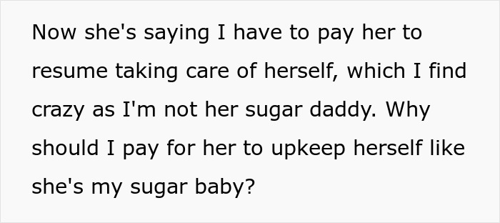 Text excerpt discussing a man regretting mocking his girlfriend&rsquo;s long beauty routine and her self-care demands.