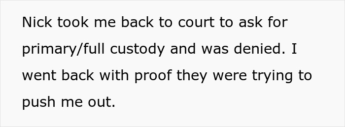 Custody battle text about kids preferring bio mom over stepmom and a dad upset over family dynamics. Custody battle text about kids preferring bio mom over stepmom and a dad upset over family dynamics.