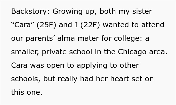 Sister getting into the college of her dreams while golden child realizes a tough reality check.