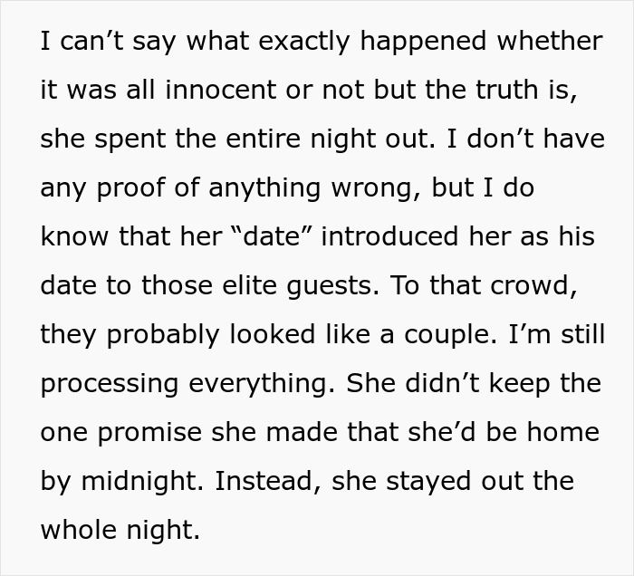 Woman attends gala with client as his date, leaving her husband questioning everything after the unexpected night out.