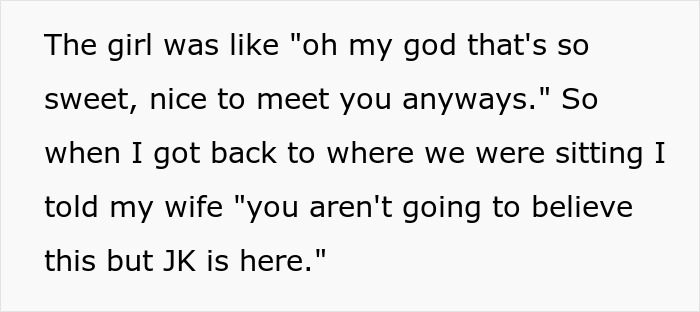 Woman excitedly shares story about meeting John Krasinski while husband disapproves of picture-taking request.